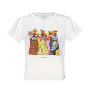 DALOA T-SHIRT ETHNIC PRINT AND GLITTER Woman White DALOA T-SHIRT ETHNIC PRINT AND GLITTER Woman White