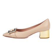 DECOLLETE' WITH POINTED BUCKLE AND HEEL GOLD Woman Beige DECOLLETE' WITH POINTED BUCKLE AND HEEL GOLD Woman Beige