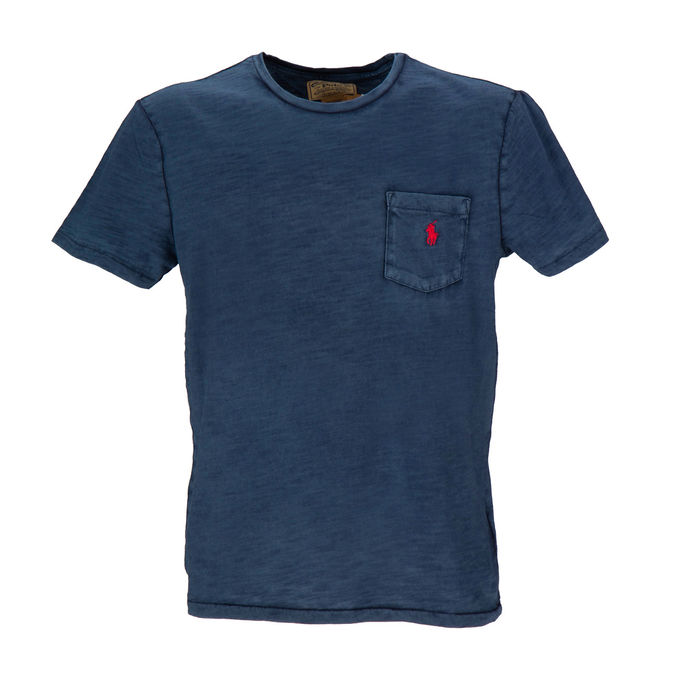 DELAVE' CUSTOM SLIM T-SHIRT WITH POCKET Man Navy