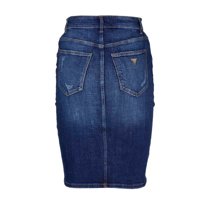 Guess destroyed denim pencil skirt hotsell