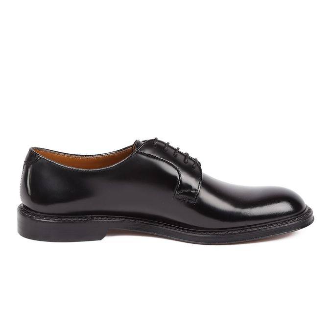 DERBY LEATHER SHOES Man Black