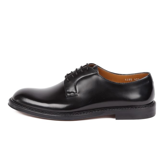 DERBY LEATHER SHOES Man Black