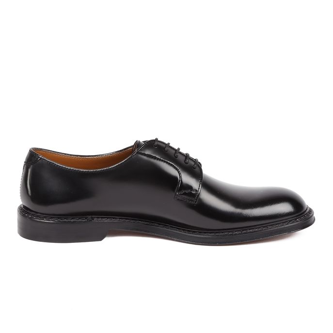 DERBY LEATHER SHOES Man Black