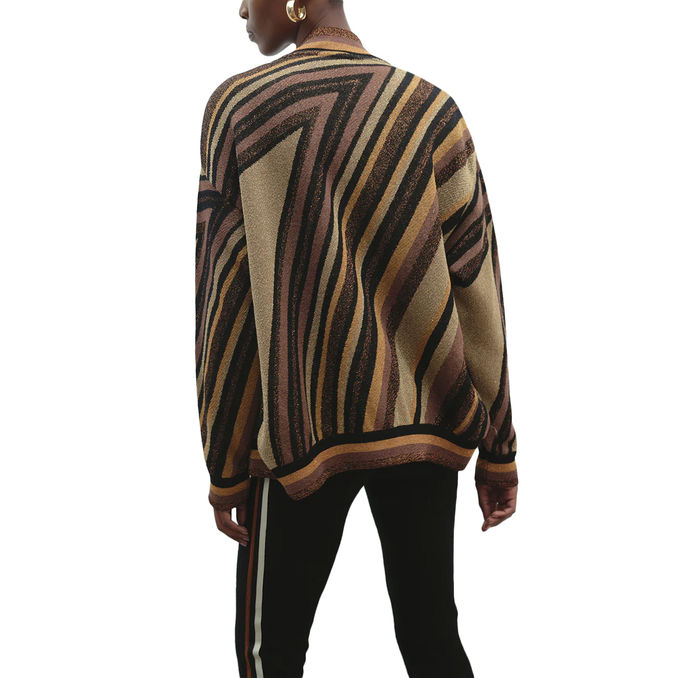 DIAGONAL STRIPE KNIT BOMBER JACKET