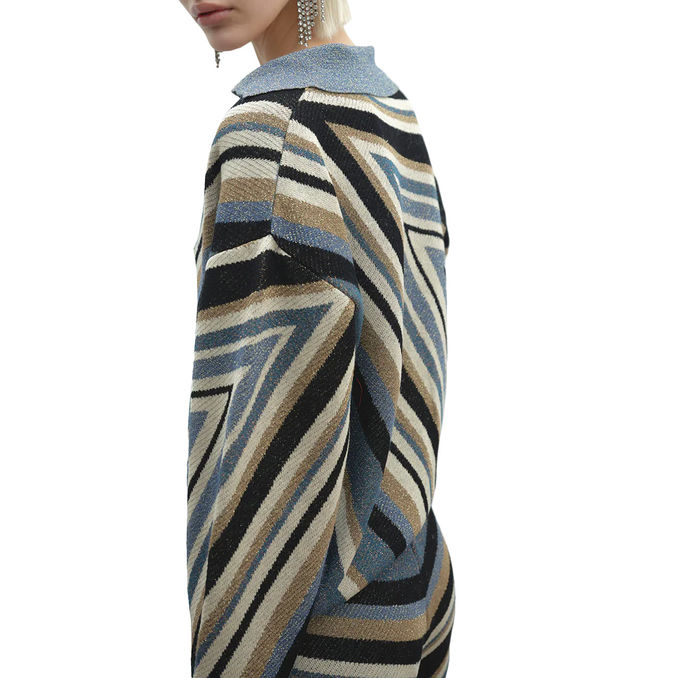 DIAGONAL STRIPE KNIT POLO