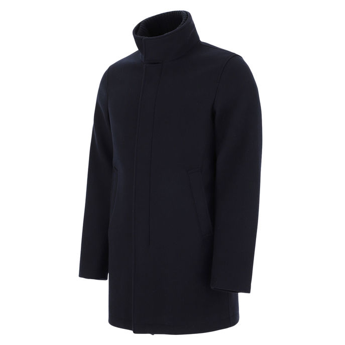 DIAGONAL WOOL COAT Man Dark Blue