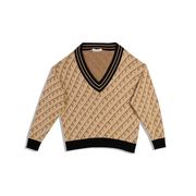 DILANDE V JACQUARD LETTERING PULLOVER Woman Beige Black DILANDE V JACQUARD LETTERING PULLOVER Woman Beige Black