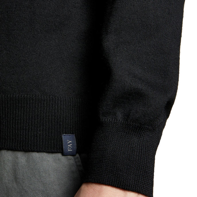 DOLCEVITA IN MAGLIA RASATA DI LANA MERINOS EXTRA FINE Uomo Nero