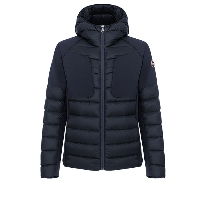 DOUBLE FABRIC DOWN JACKET WITH FIXED HOOD Man Navy