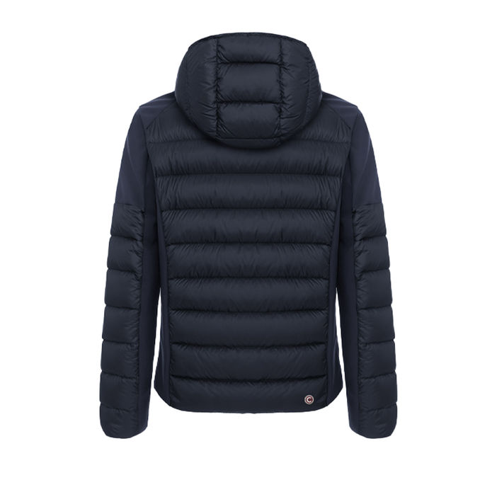 DOUBLE FABRIC DOWN JACKET WITH FIXED HOOD Man Navy