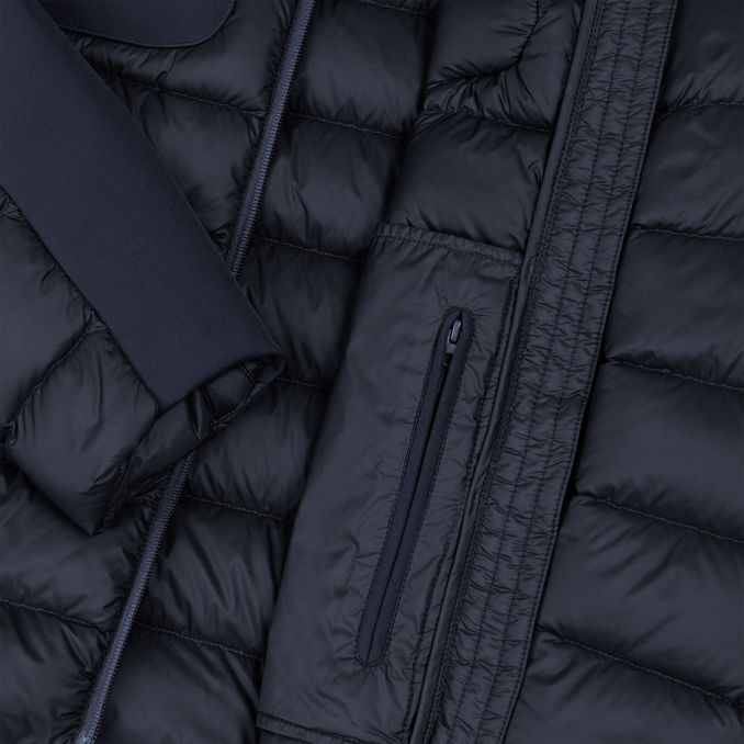 DOUBLE FABRIC DOWN JACKET WITH FIXED HOOD Man Navy