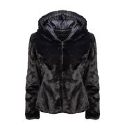 DOUBLE FACE JACKET IN ECOFUR AND PADDED NYLON Woman Black DOUBLE FACE JACKET IN ECOFUR AND PADDED NYLON Woman Black