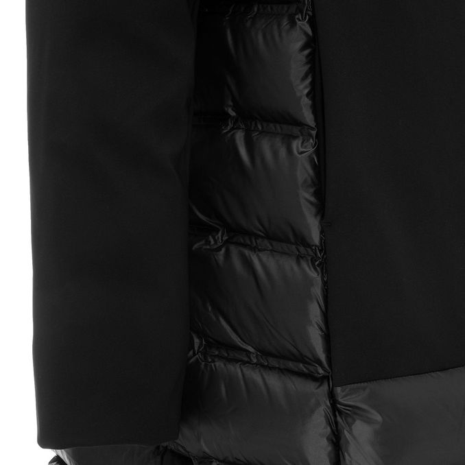 DOWN JACKET COAT WITH HOOD AND FUR IN NYLON Woman Black