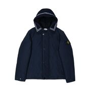 DOWN JACKET WITH FIXED HOOD AND CONTRAST PROFILE Kid Blue DOWN JACKET WITH FIXED HOOD AND CONTRAST PROFILE Kid Blue