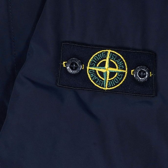 DOWN JACKET WITH FIXED HOOD AND CONTRAST PROFILE Kids Blue