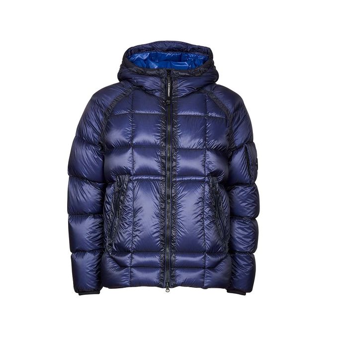 C.P. COMPANY DOWN JACKET WITH FIXED HOOD DD SHELL Man Bluette ...