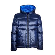 DOWN JACKET WITH HOOD AND FULL ZIP Man Navy Blue DOWN JACKET WITH HOOD AND FULL ZIP Man Navy Blue