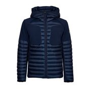 DOWN JACKET WITH HOOD AND NEOPRENE INSERTS Man Blue DOWN JACKET WITH HOOD AND NEOPRENE INSERTS Man Blue