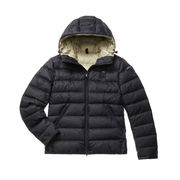 DOWN JACKET WITH HOOD IN RAMON FEATHER Man Blu Notte Intenso DOWN JACKET WITH HOOD IN RAMON FEATHER Man Blu Notte Intenso