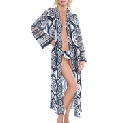 DRESSING GOWN PATCHWORK SLEEVE LACE Woman Black White DRESSING GOWN PATCHWORK SLEEVE LACE Woman Black White