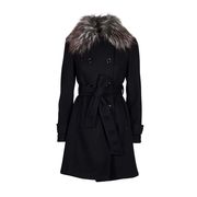 ECRUECO DOUBLE BREASTED COAT WITH BELT Woman Black ECRUECO DOUBLE BREASTED COAT WITH BELT Woman Black