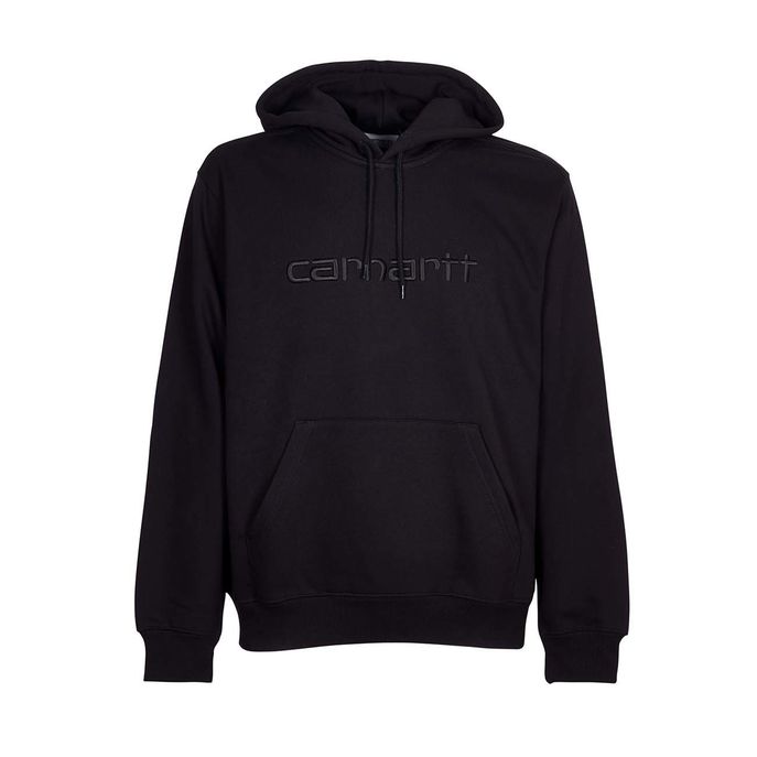 CARHARTT EMBROIDERED LOGO HOODIE Man Black | Mascheroni Store