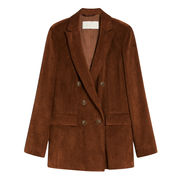 EOLO DOUBLE-BREASTED REVER CORED STRETCH VELVET JACKET Woman Brown EOLO DOUBLE-BREASTED REVER CORED STRETCH VELVET JACKET Woman Brown