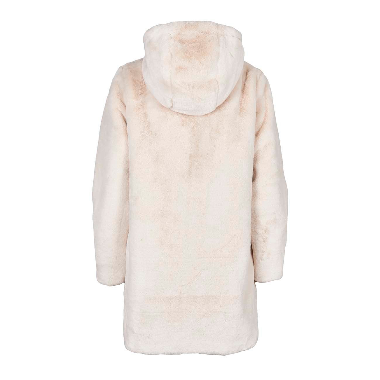 Kocca Faux Fur Coat With Full Zip Hood Woman Sand Mascheroni Sportswear