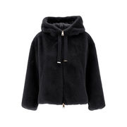 FAUX MINK FUR HOODIE Women Black FAUX MINK FUR HOODIE Women Black