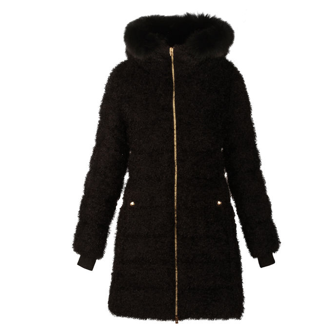 FEATHER COAT Girl Black