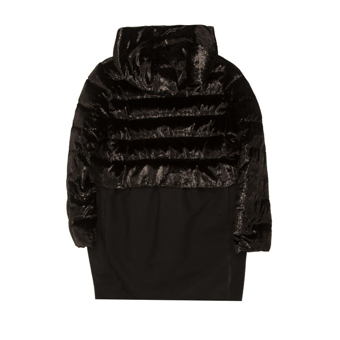 FEATHER COAT WOOL MIXED CLOTH Kid Black