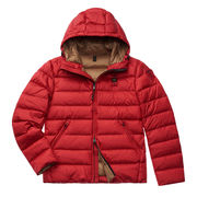 FEATHER DOWN JACKET WITH FIXED HOOD Man Blood Red/Tobacco FEATHER DOWN JACKET WITH FIXED HOOD Man Blood Red/Tobacco