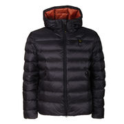 FEATHER DOWN JACKET WITH FIXED HOOD Man Blue/Dark Rust FEATHER DOWN JACKET WITH FIXED HOOD Man Blue/Dark Rust