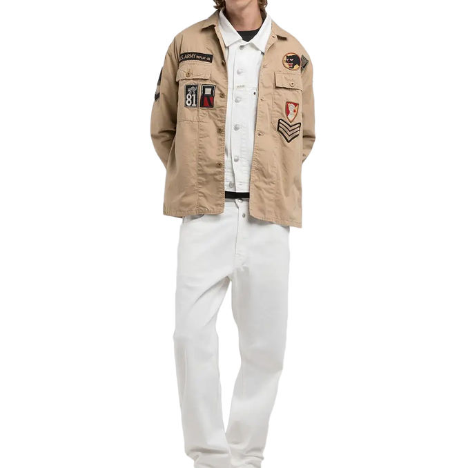 FIELD JACKET WITH PATCH Man Beige