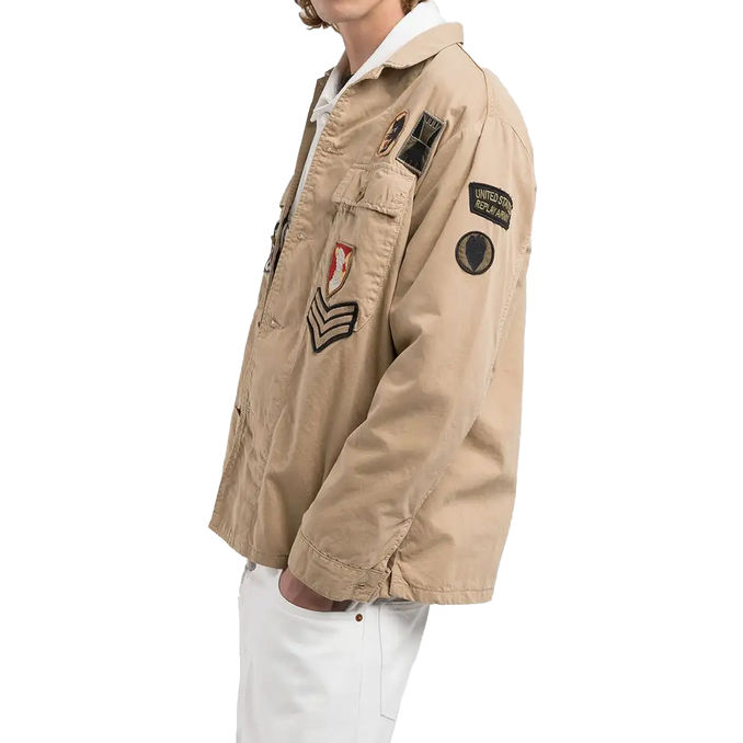 FIELD JACKET WITH PATCH Man Beige