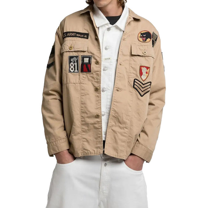 FIELD JACKET WITH PATCH Man Beige