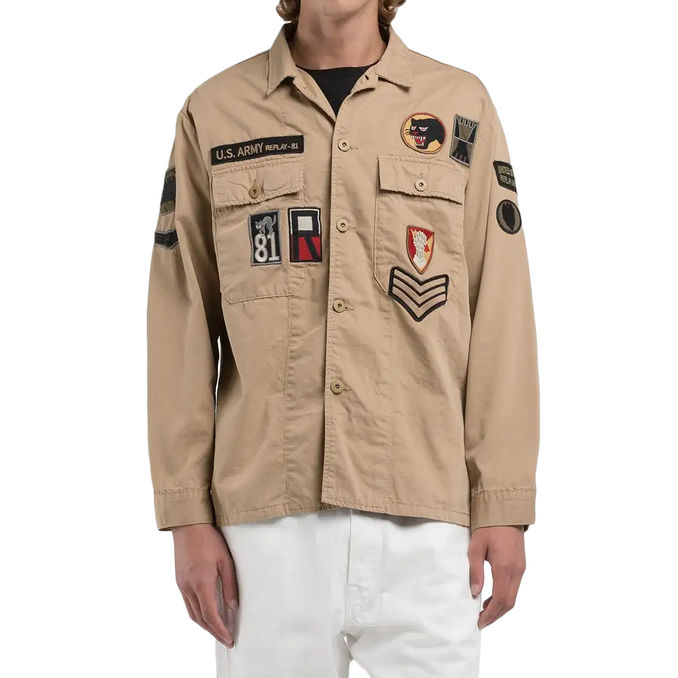 FIELD JACKET WITH PATCH Man Beige