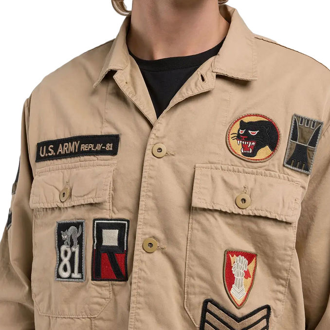 FIELD JACKET WITH PATCH Man Beige