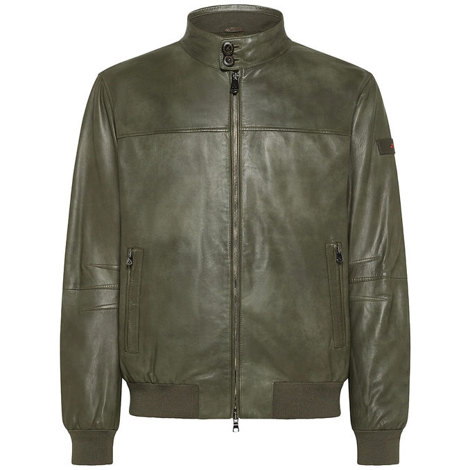 FIONA TT VINTAGE-EFFECT LEATHER BOMBER JACKET