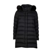 FLARED QUILTED DOWN JACKET WITH FUR Woman Black FLARED QUILTED DOWN JACKET WITH FUR Woman Black