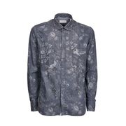 FLORAL JEANS EFFECT COTTON SHIRT Man Gray FLORAL JEANS EFFECT COTTON SHIRT Man Gray