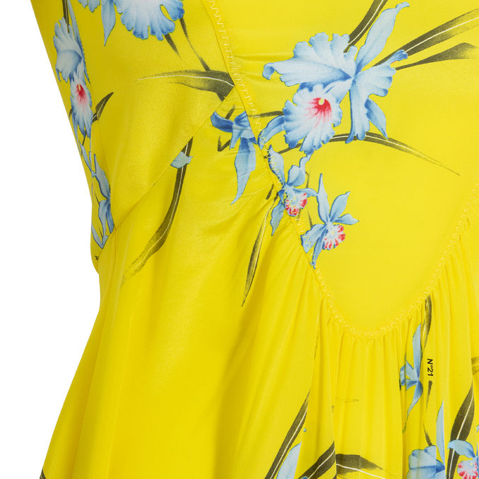 FLORAL SILK DRESS Woman Yellow