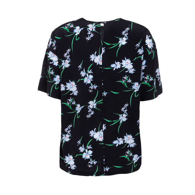 FLOWERED SILK BLOUSE Woman Black