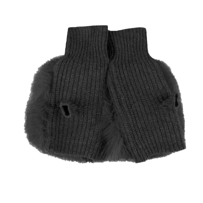 FOX FUR SLEEVE GLOVES Woman Black