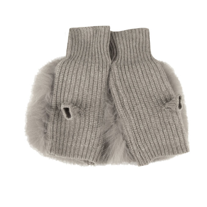 FOX FUR SLEEVE GLOVES Woman Grey