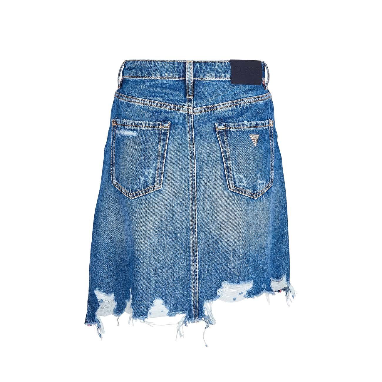 Asymmetrical Detail Denim Skirt