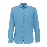 FRENCH COLLAR SHIRT IN WASHED COTTON Man Light Denim FRENCH COLLAR SHIRT IN WASHED COTTON Man Light Denim
