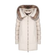 FRESIA WOOL COAT WITH FUR Woman Marble FRESIA WOOL COAT WITH FUR Woman Marble