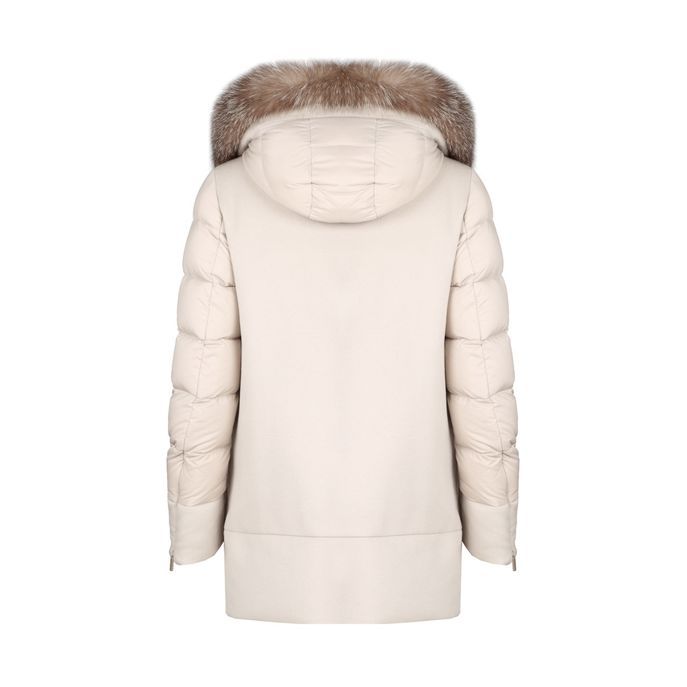 FRESIA WOOL COAT WITH FUR Woman Marble