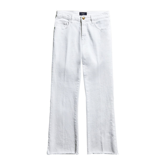 FAY FRINGED JEANS Woman White | Mascheroni Store